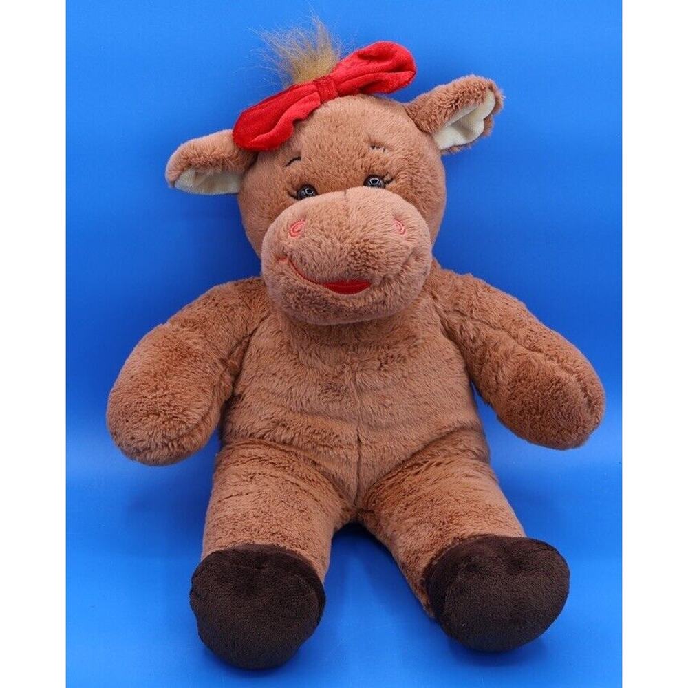 Build a Bear Workshop Brown Cow w Red Bow Stuffed Animal Plush Toy BaB‎